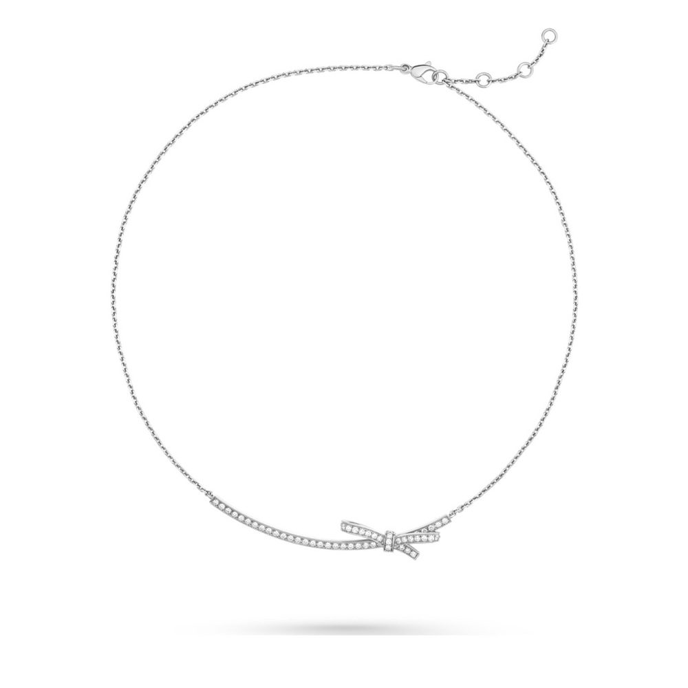 Ruban row necklace Elegant sterling Silver moissanite Necklace